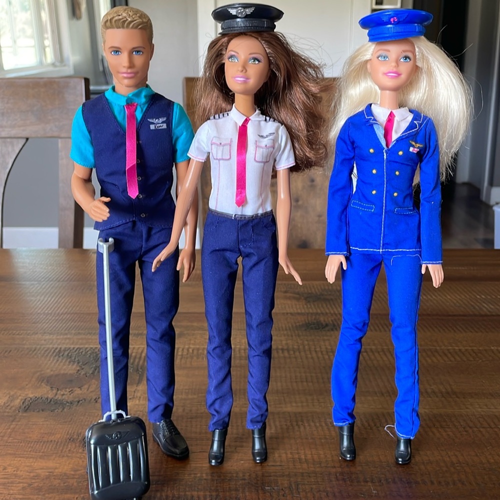 Barbie Pilots and Flight Attendant Doll Set